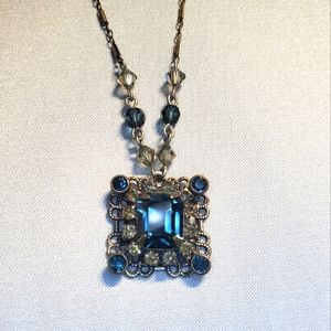 Liz Paiacios Vintage Style Blue Crystal Necklace